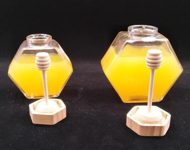 400ml Hexagon Glass Honey Jar
